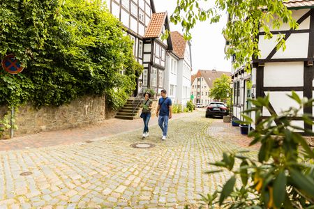 Bummeln in der Stadt Vlotho mit Fachwerk