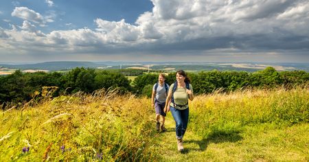 Wandelaars in het Lipper Bergland op de Köterberg