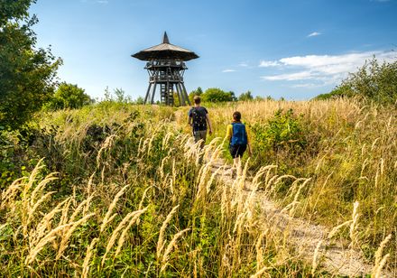 Personen lopen naar de Eggeturm bij de Preußischer Velmerstot