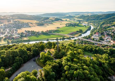 Uitzicht op Vlotho vanaf de kasteelruïne