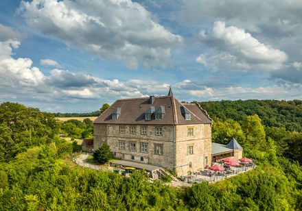 Luchtfoto van kasteel Schwalenberg