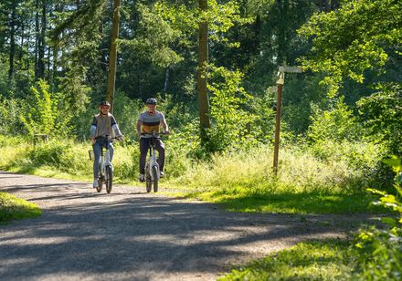 fietsers aan de Ölbach in de groene natuur